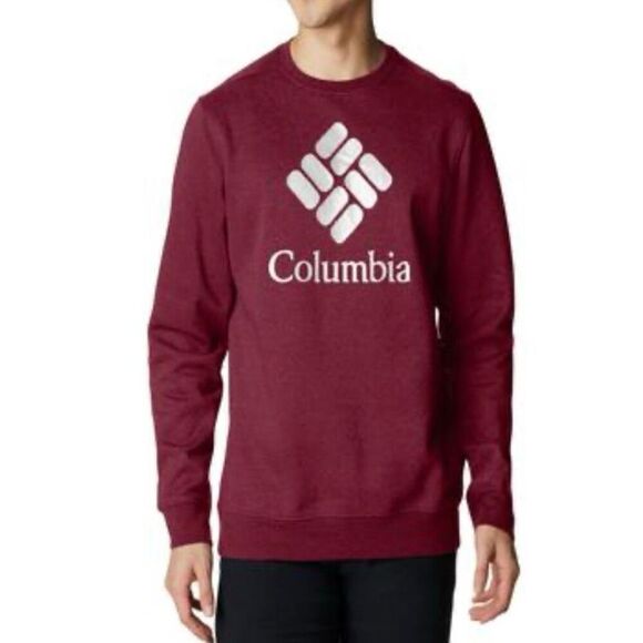 Columbia Mens Trek Crew Red Jasper And White Long Sleeve Top Size Small New - Picture 1 of 2